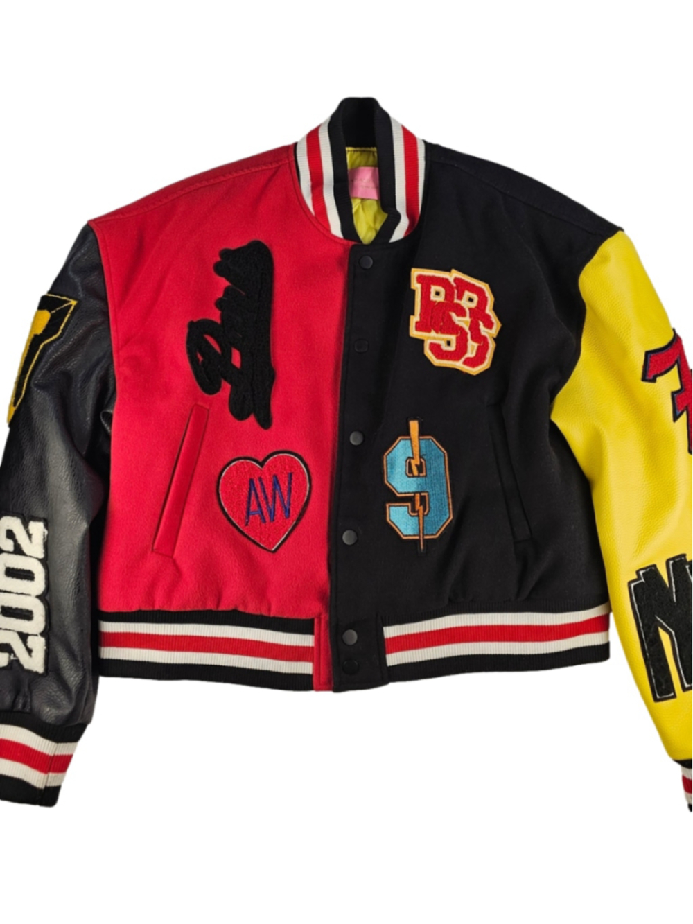 Azalea Wang RUELA-X Varsity Jacket Womens 1X Faux Leather Cropped Y2K Style